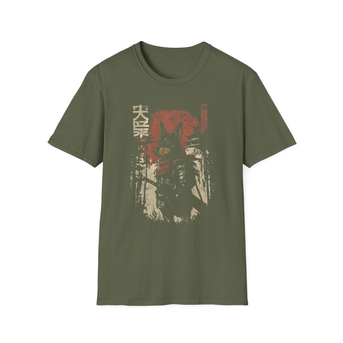 Samurai Manchester Terrier Warrior Tee - Military Green