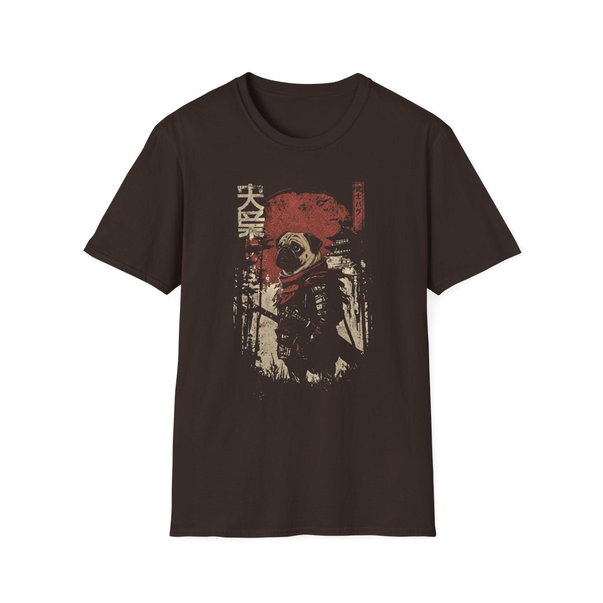 Samurai Pug Warrior Tee - Dark Chocolate