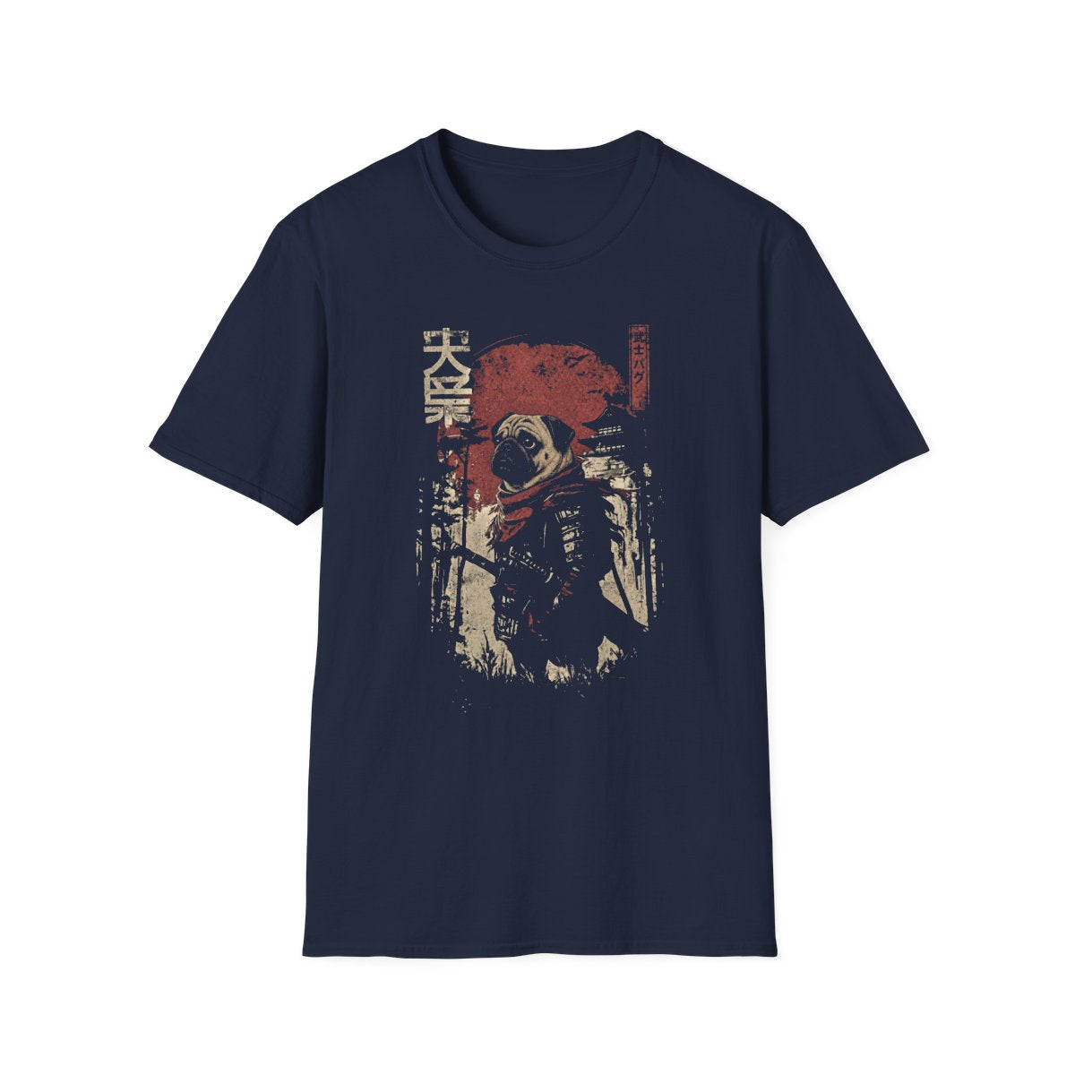 Samurai Pug Warrior Tee - Navy