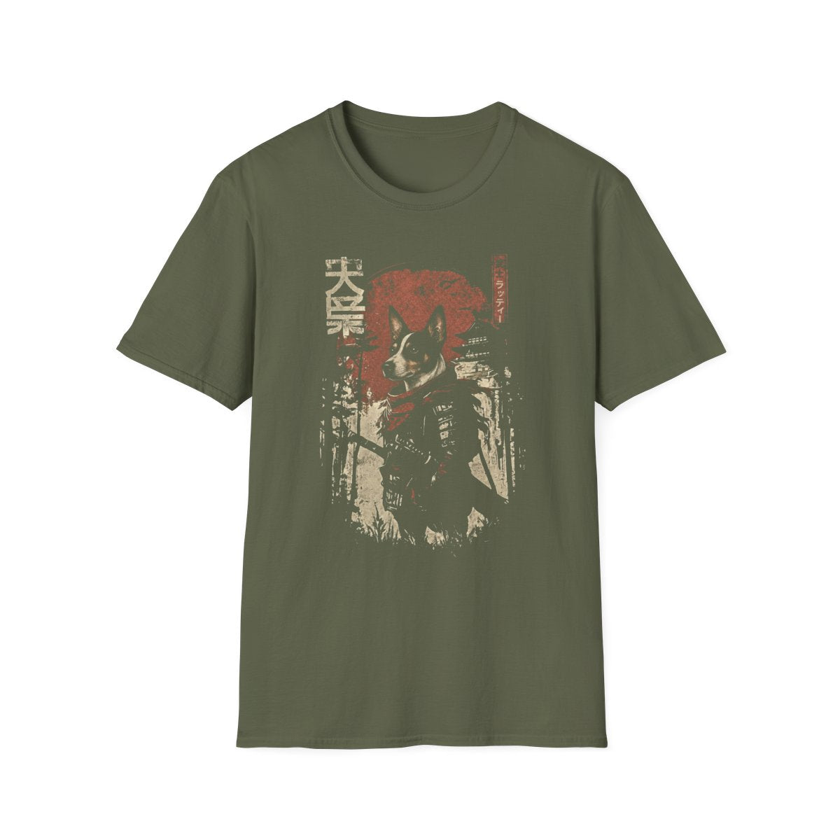 Samurai Rat Terrier Warrior Tee - Military Green