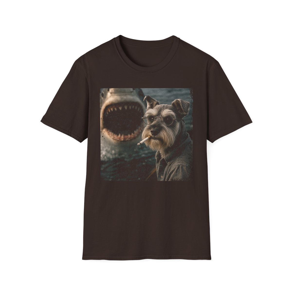 Schnauzer and Shark Tee - Dark Chocolate