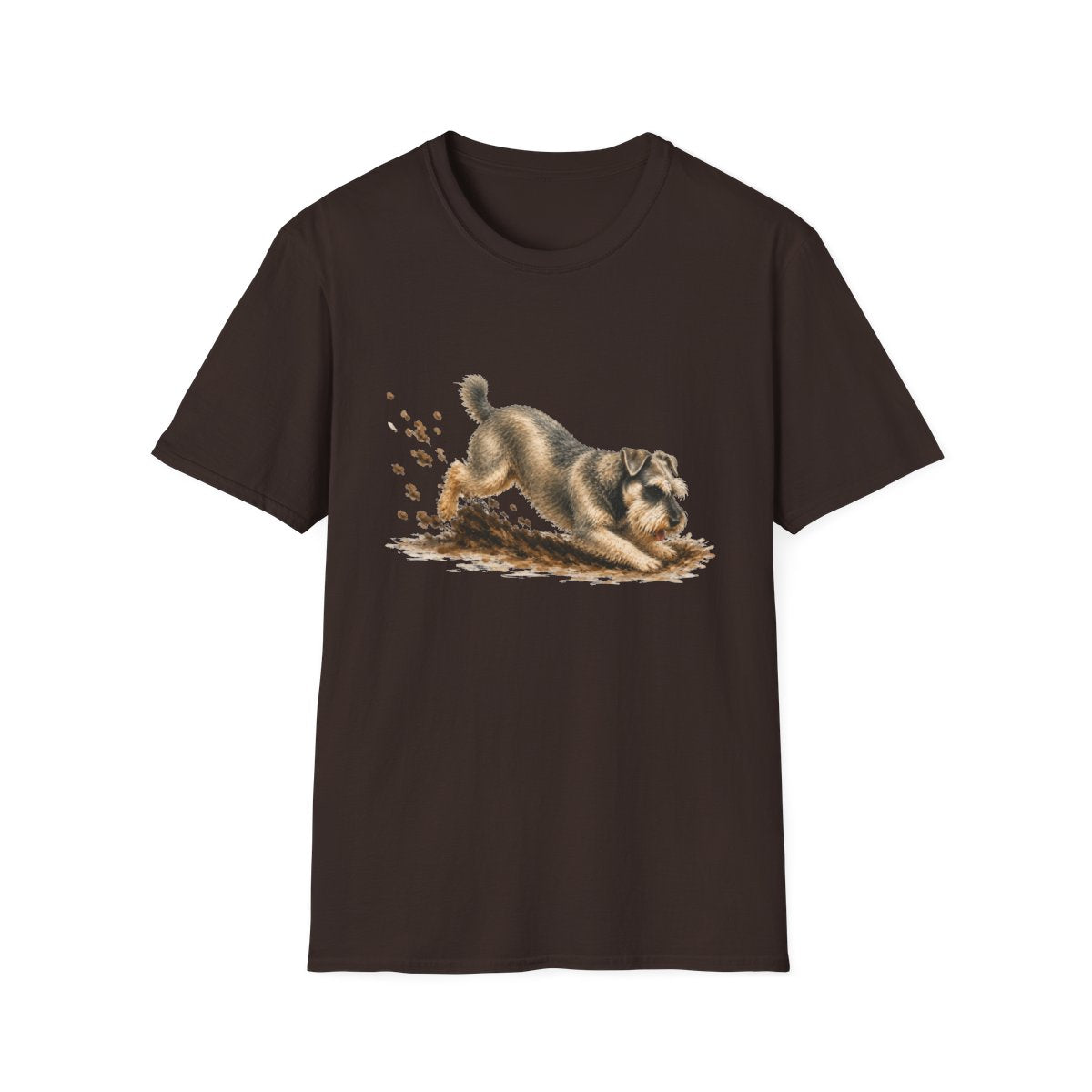 Schnauzer Excavating Mode On Tee - Dark Chocolate