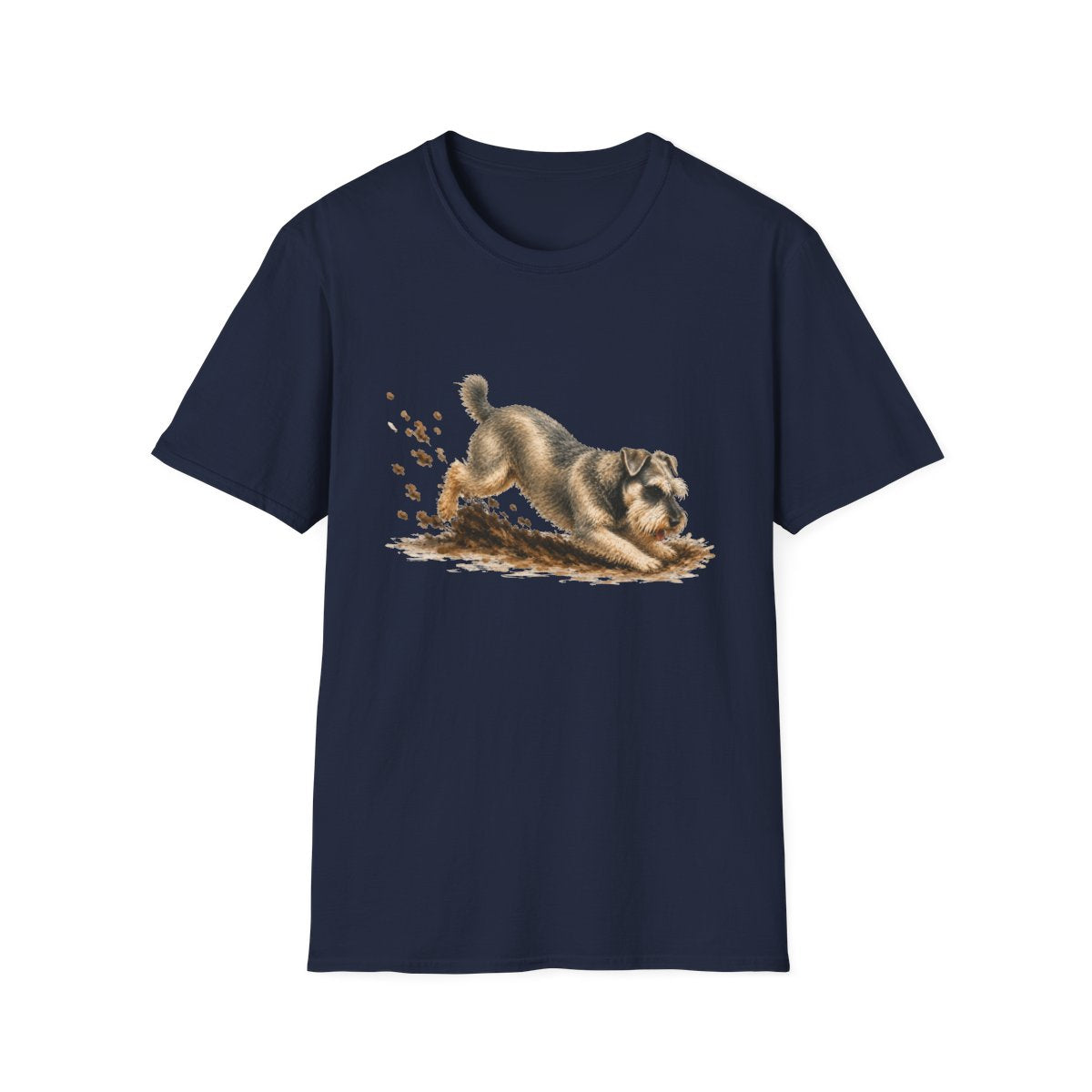 Schnauzer Excavating Mode On Tee - Navy