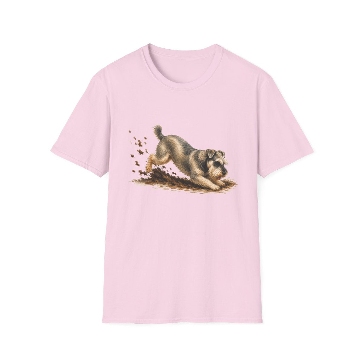 Schnauzer Excavating Mode On Tee - Light Pink