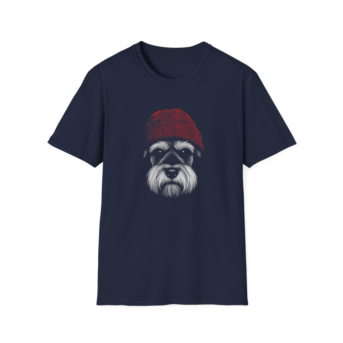 Schnauzer In Beanie Tee - Navy