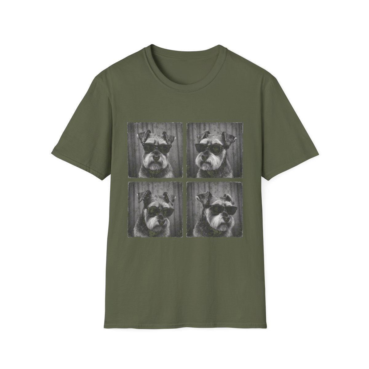Schnauzer Photo Booth Tee - Military Green