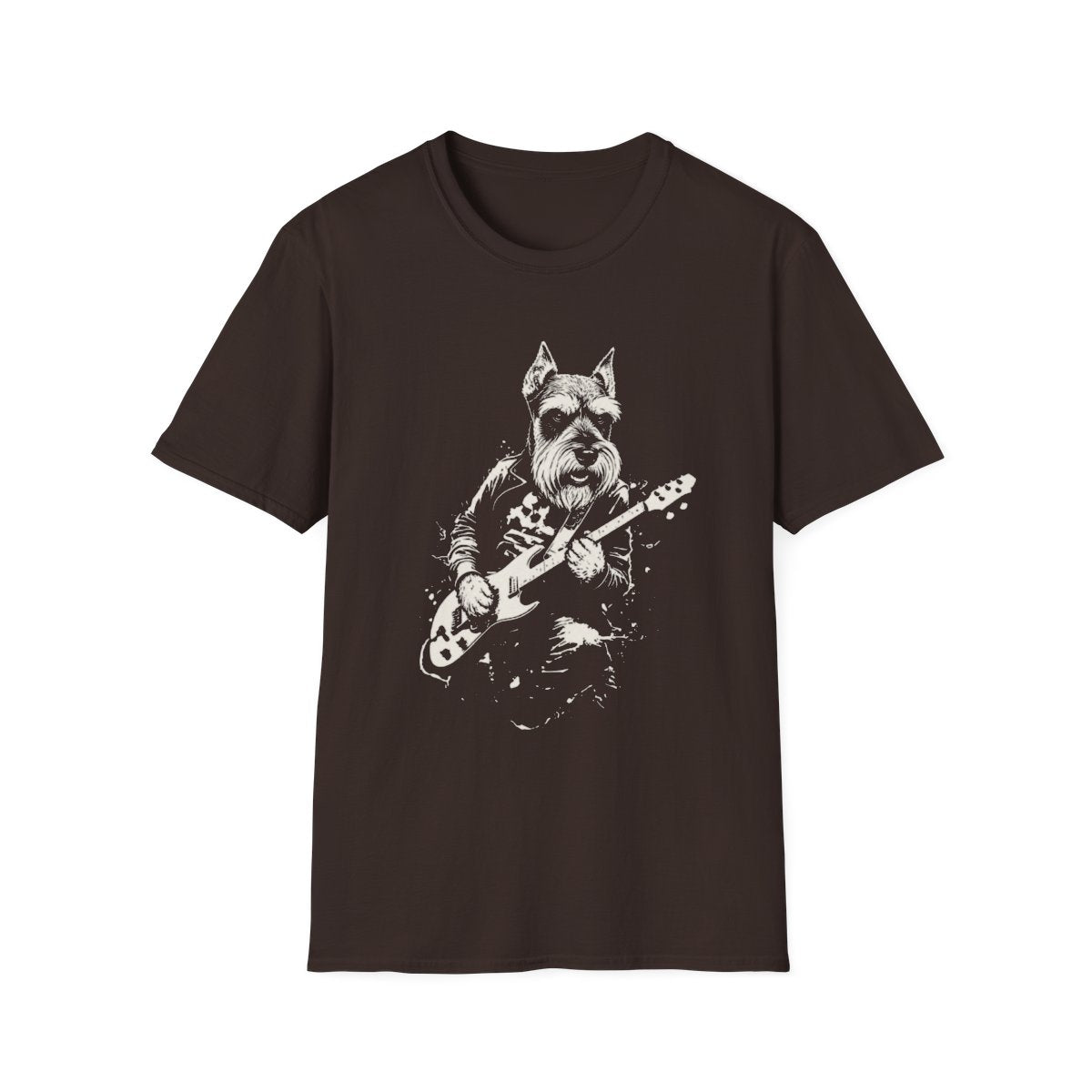 Schnauzer Rocking Guitar Tee - Dark Chocolate