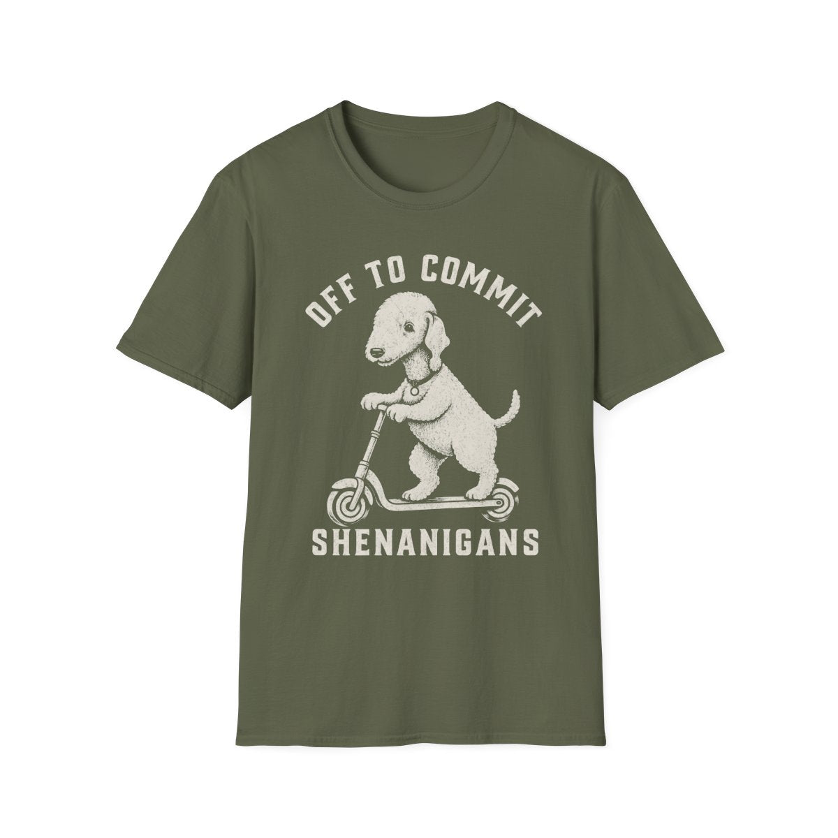 Scooter Bedlington Terrier Tee - Military Green
