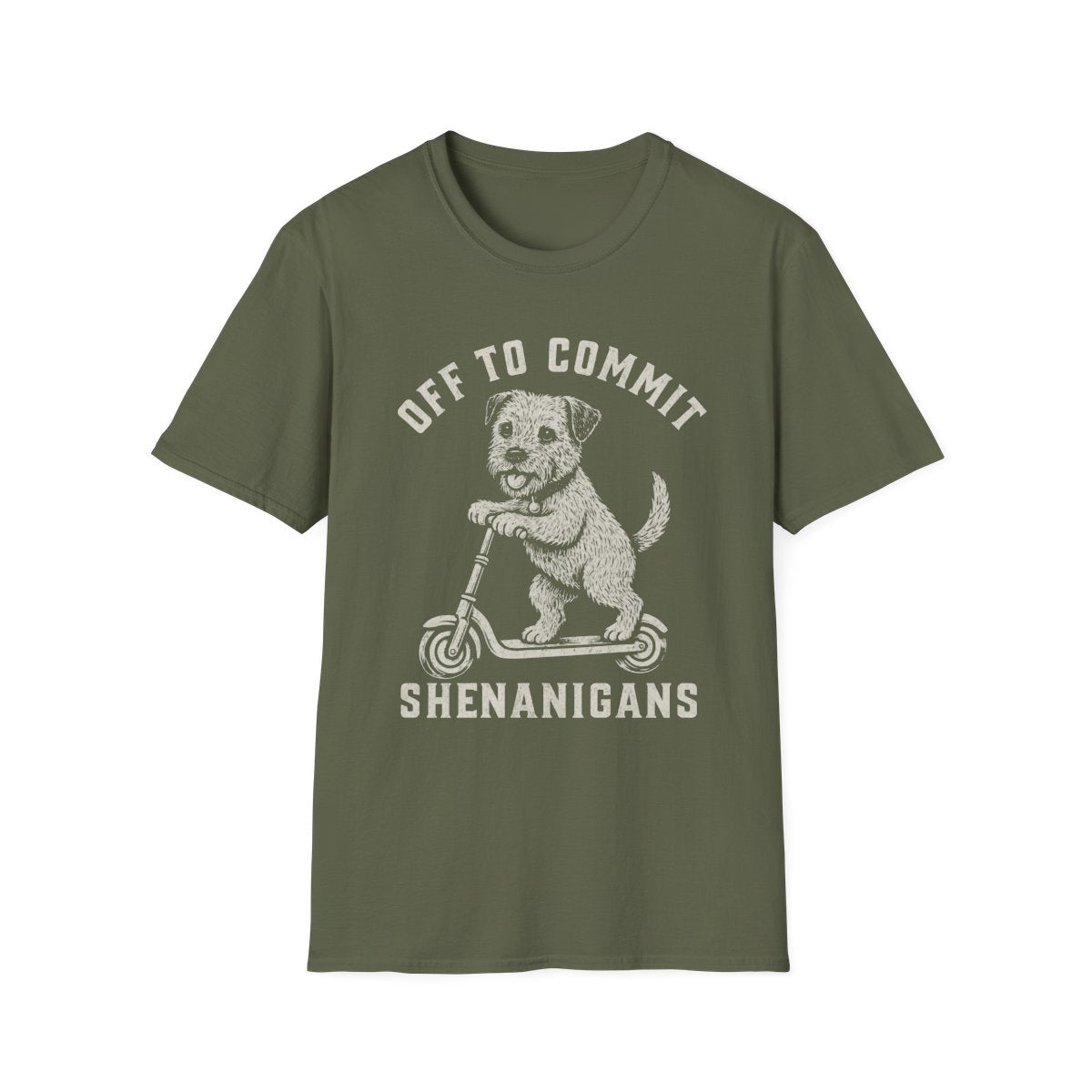 Scooter Border Terrier Tee - Military Green