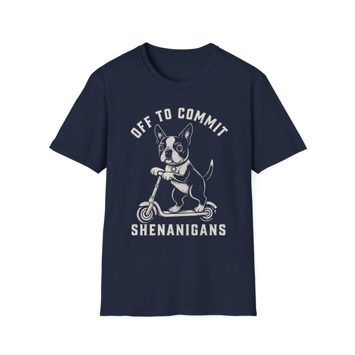 Scooter Boston Terrier Tee - Navy
