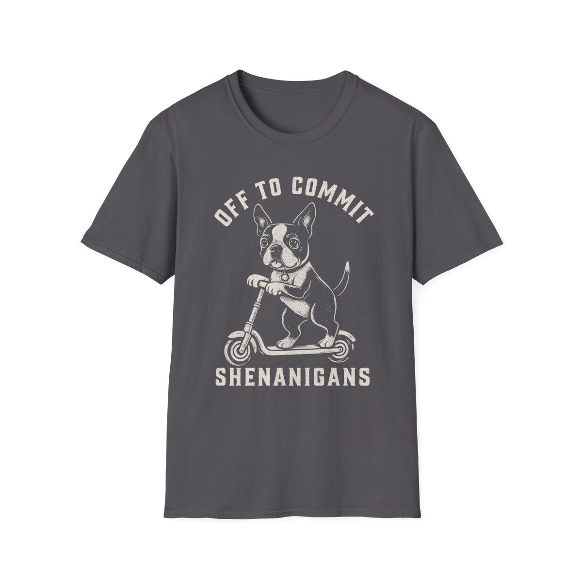 Scooter Boston Terrier Tee - Charcoal