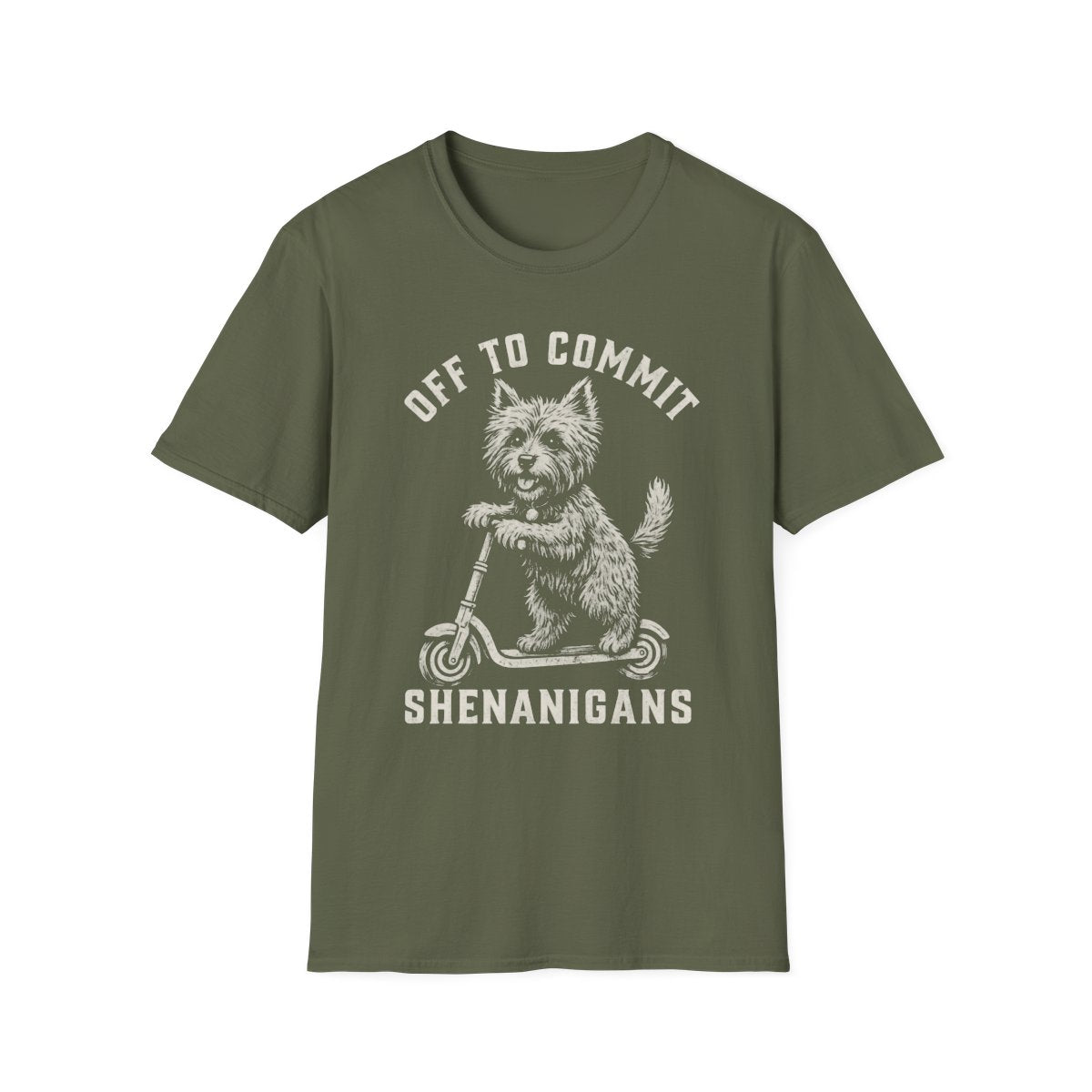 Scooter Cairn Terrier Tee - Military Green