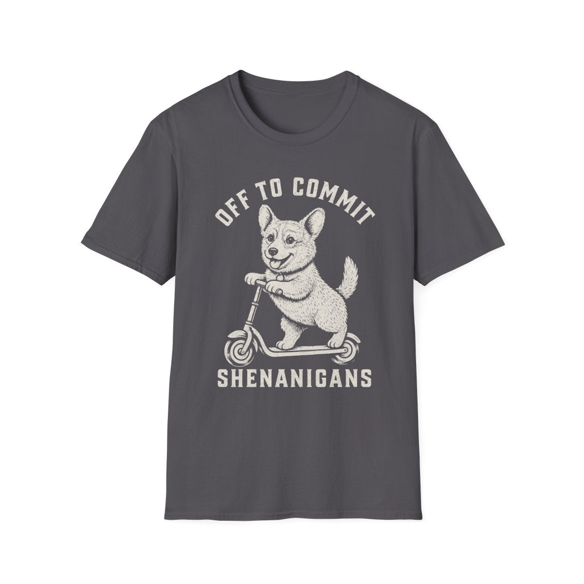 Scooter Corgi Tee - Charcoal
