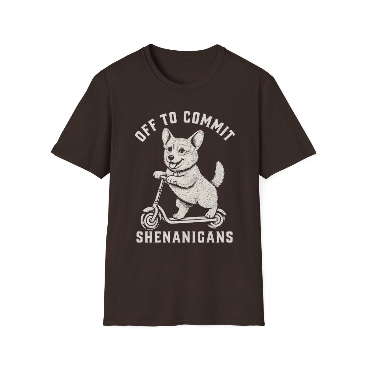 Scooter Corgi Tee - Dark Chocolate