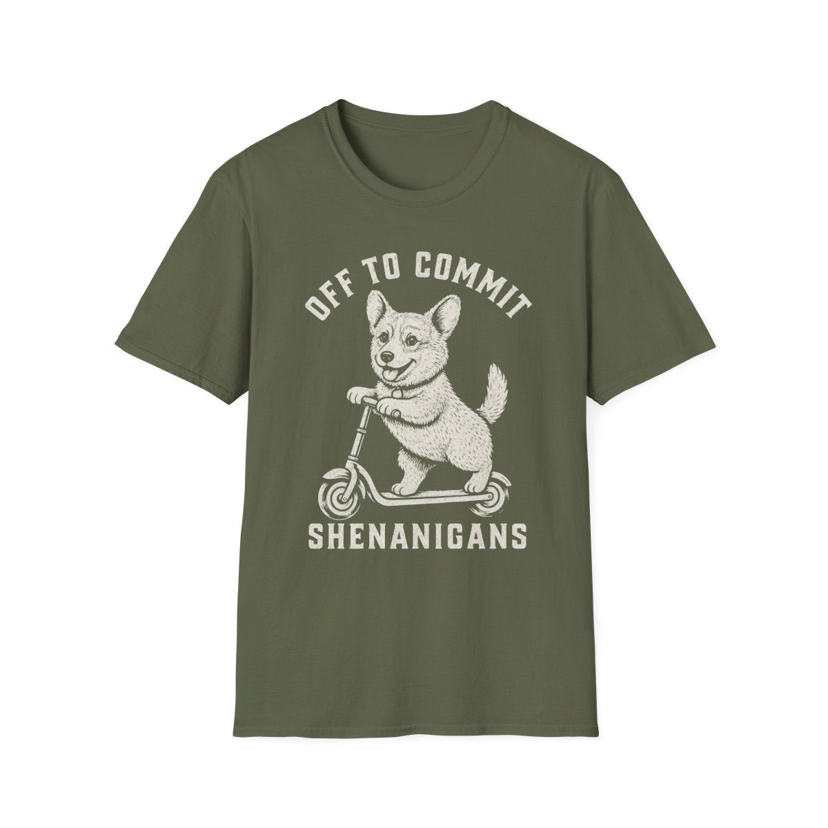 Scooter Corgi Tee - Military Green