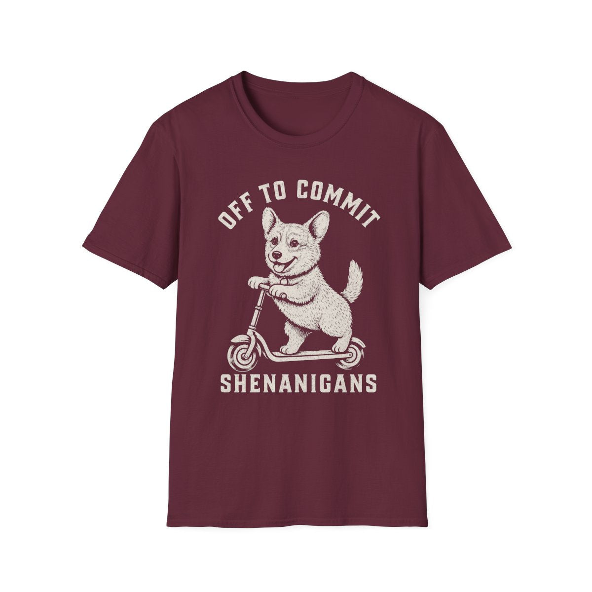 Scooter Corgi Tee - Maroon