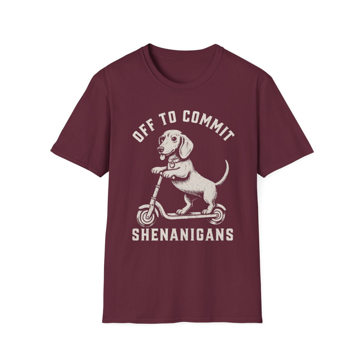 Scooter Dachshund Tee - Maroon