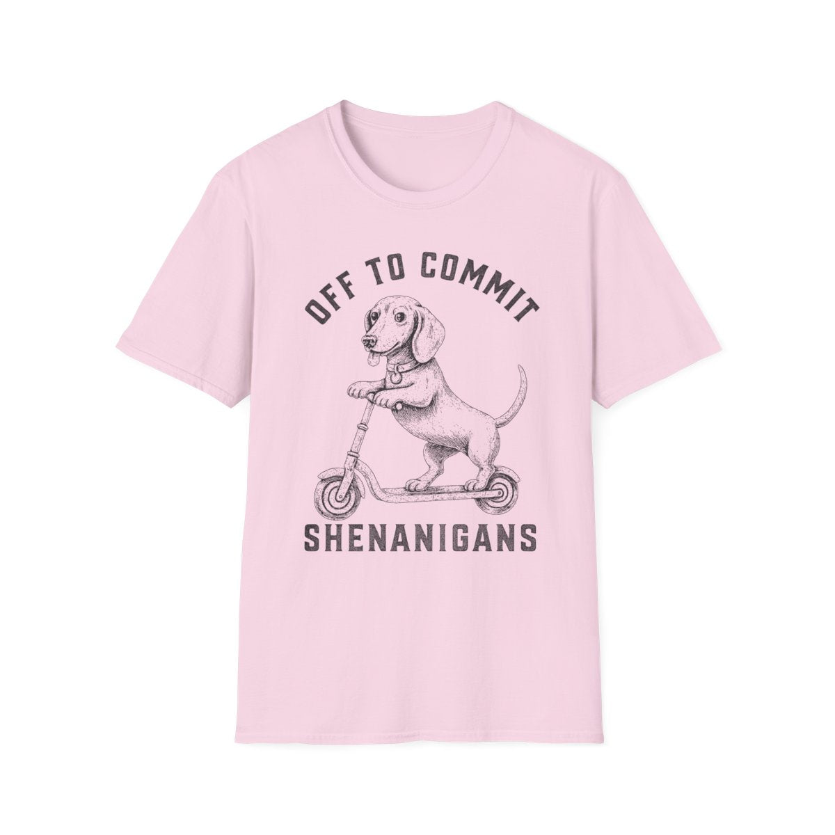 Scooter Dachshund Tee - Light Pink
