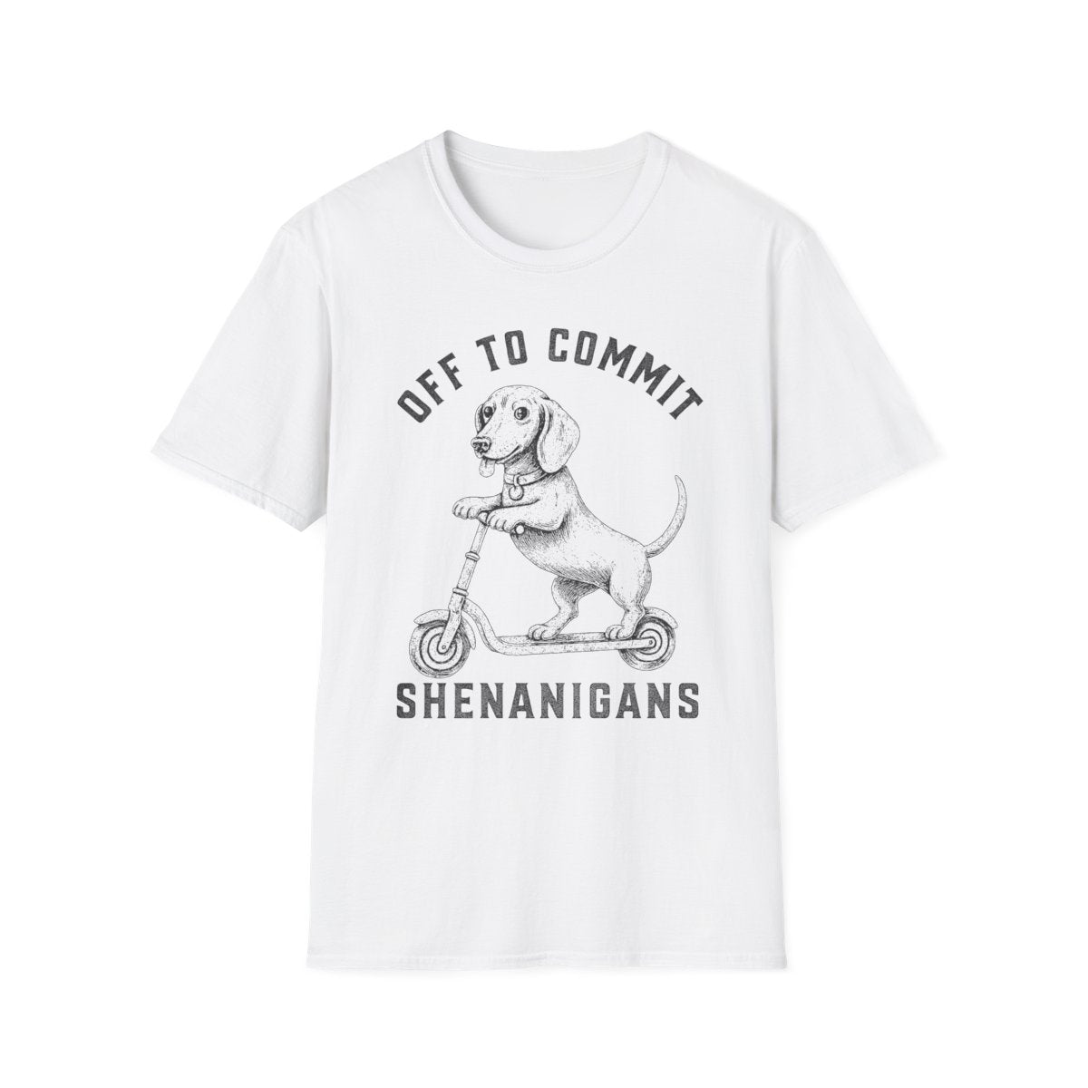 Scooter Dachshund Tee - White