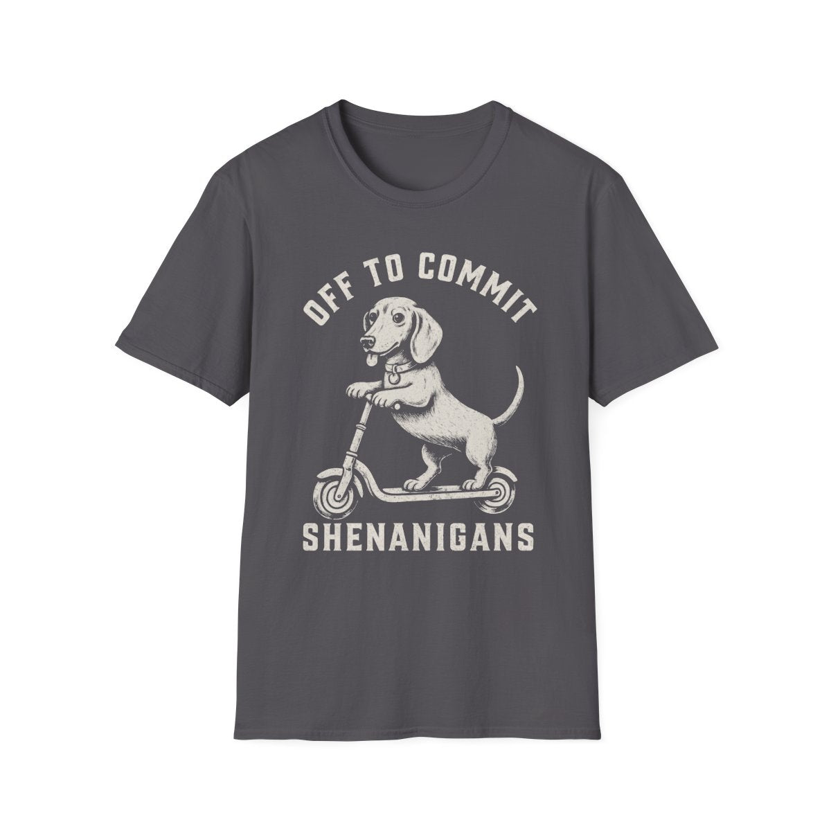 Scooter Dachshund Tee - Charcoal