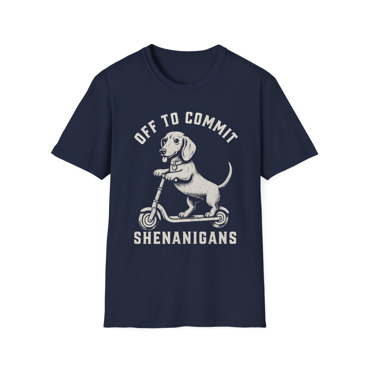 Scooter Dachshund Tee - Navy