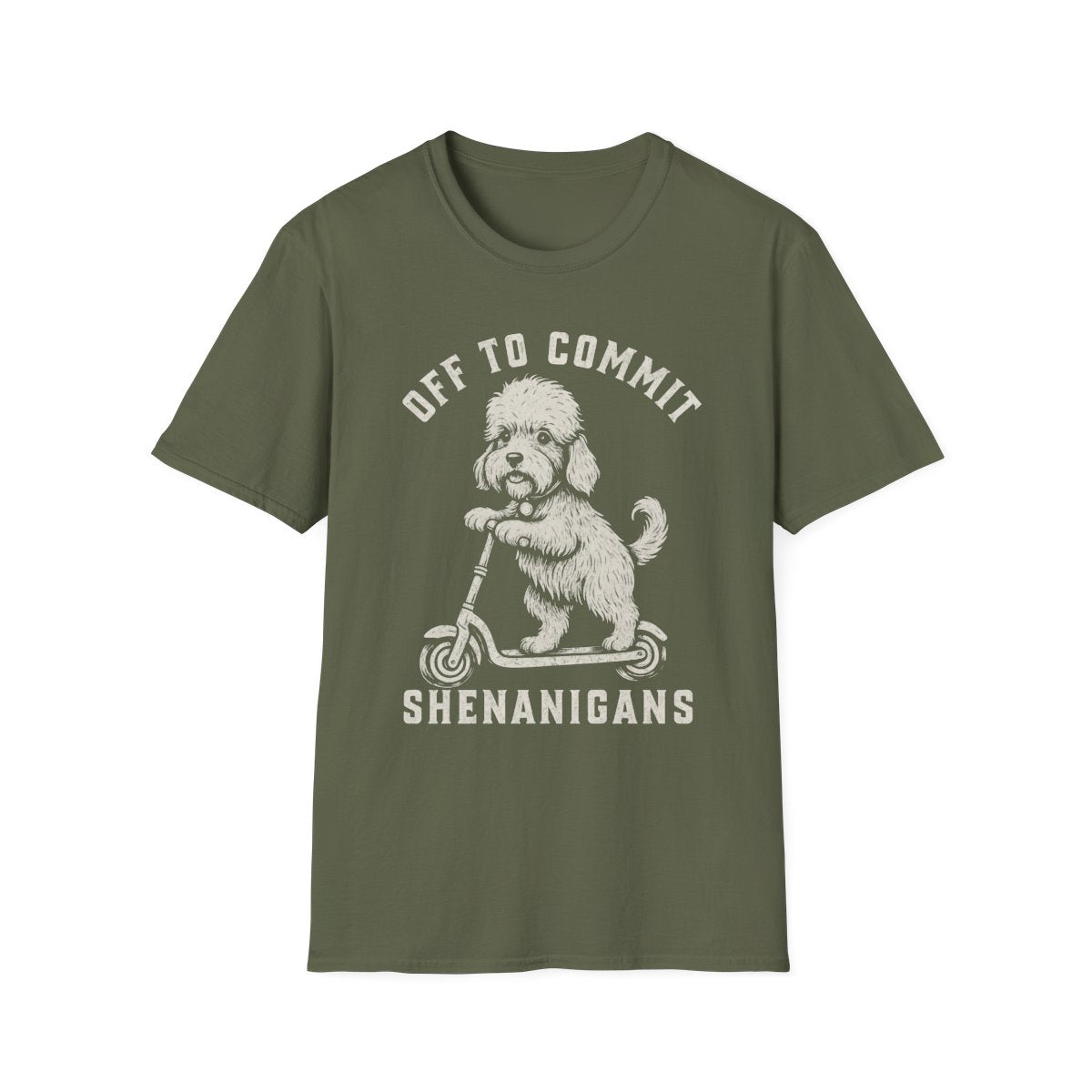 Scooter Dandie Dinmont Terrier Tee - Military Green