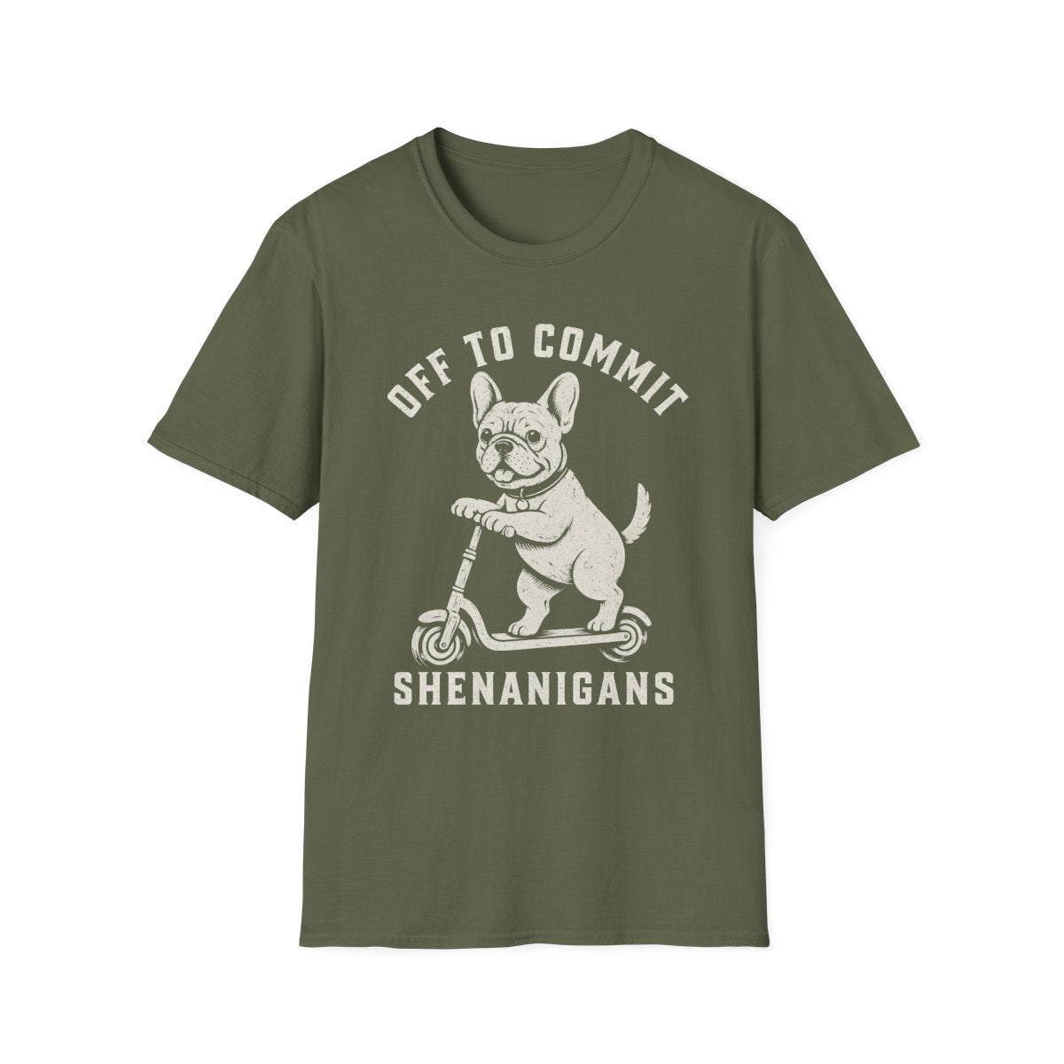 Scooter French Bulldog Tee - Military Green