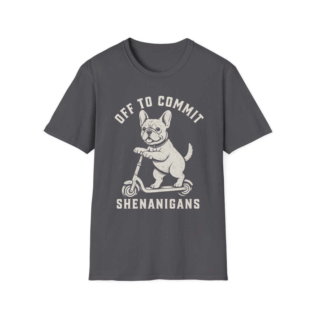 Scooter French Bulldog Tee - Charcoal