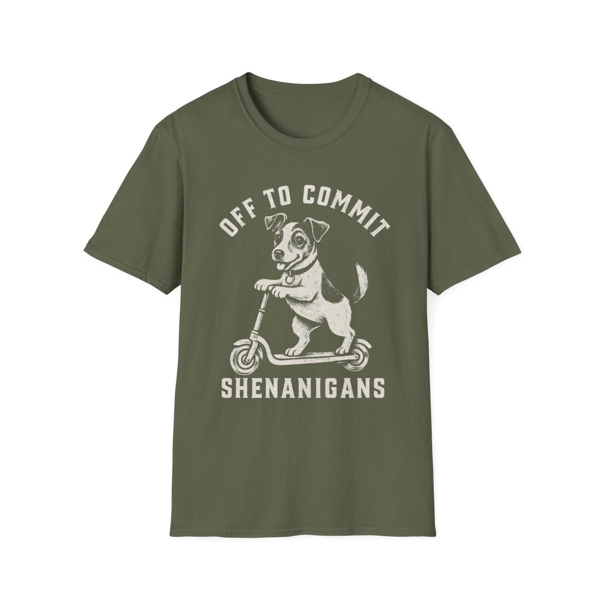 Scooter Jack Russell Terrier Tee - Military Green