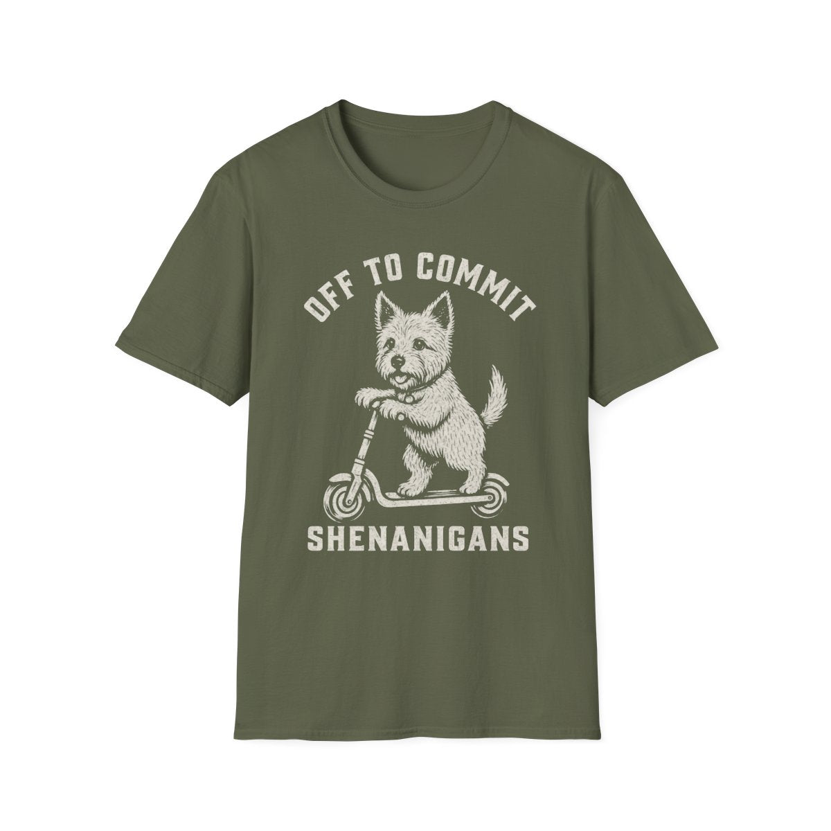 Scooter Norwich Terrier Tee - Military Green