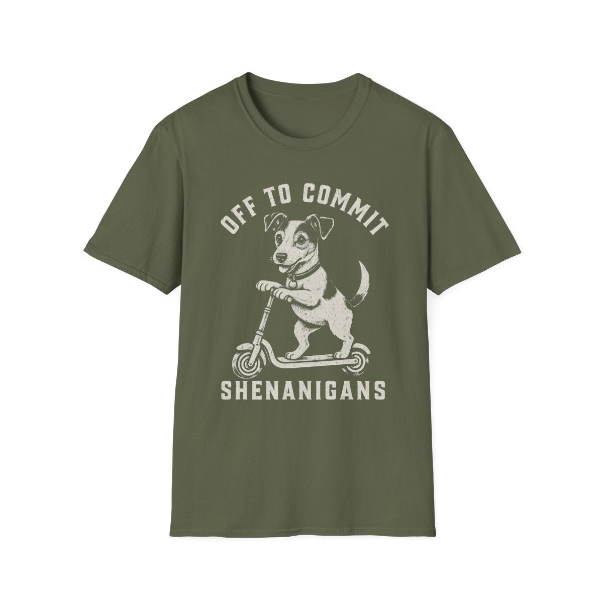 Scooter Parson Russell Terrier Tee - Military Green