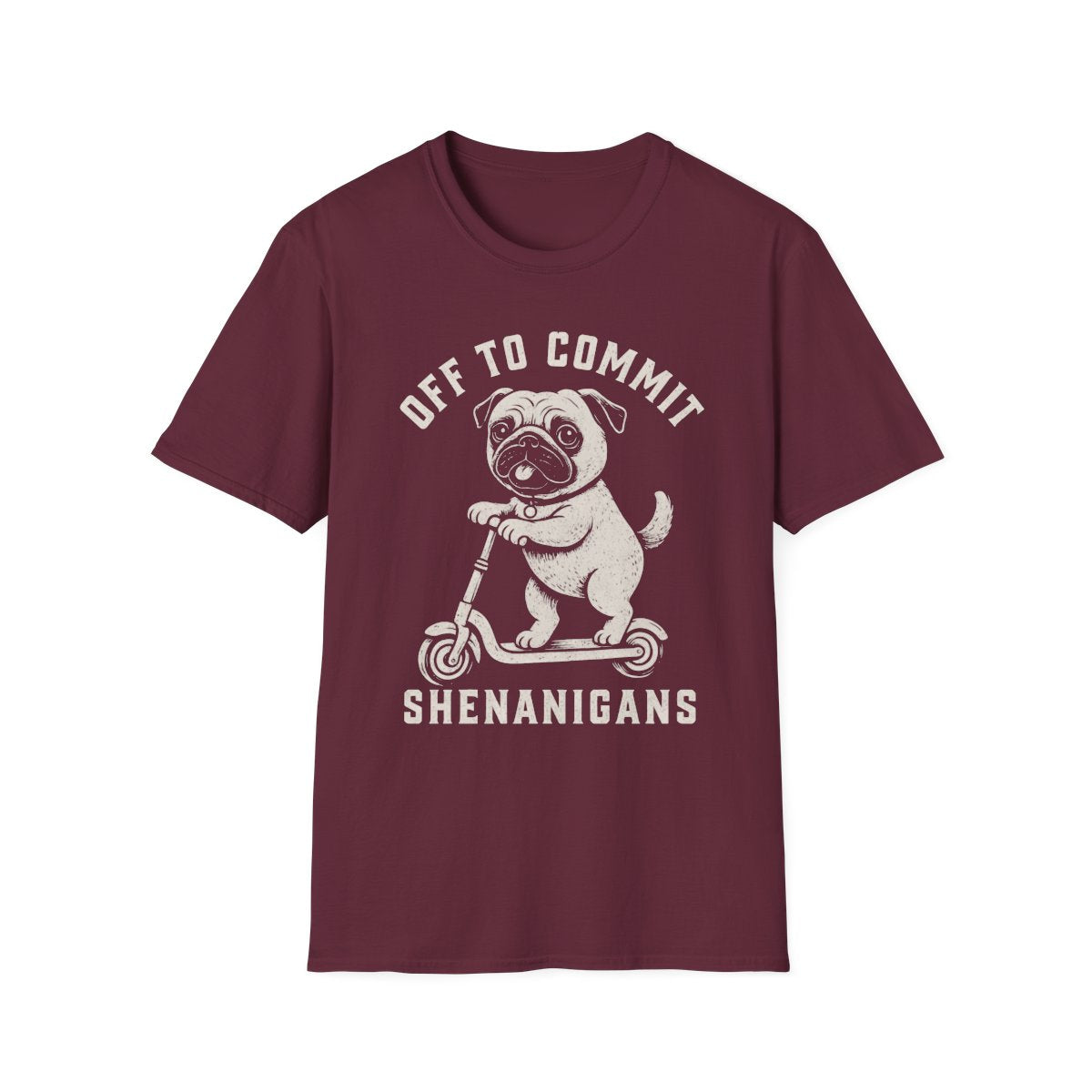 Scooter Pug Tee - Maroon