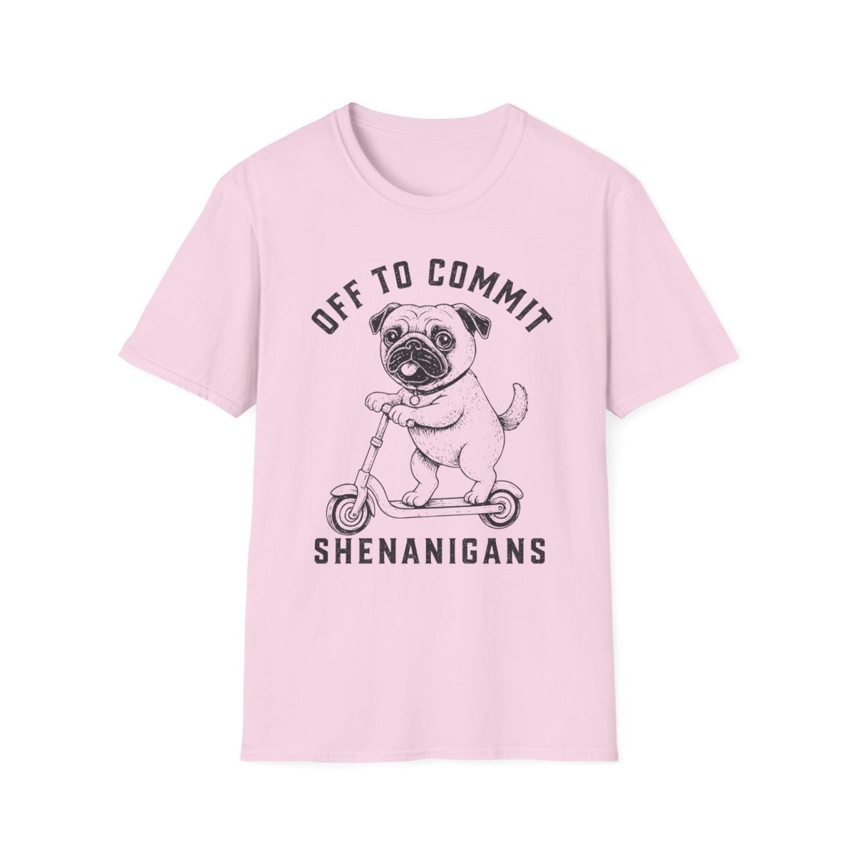Scooter Pug Tee - Light Pink