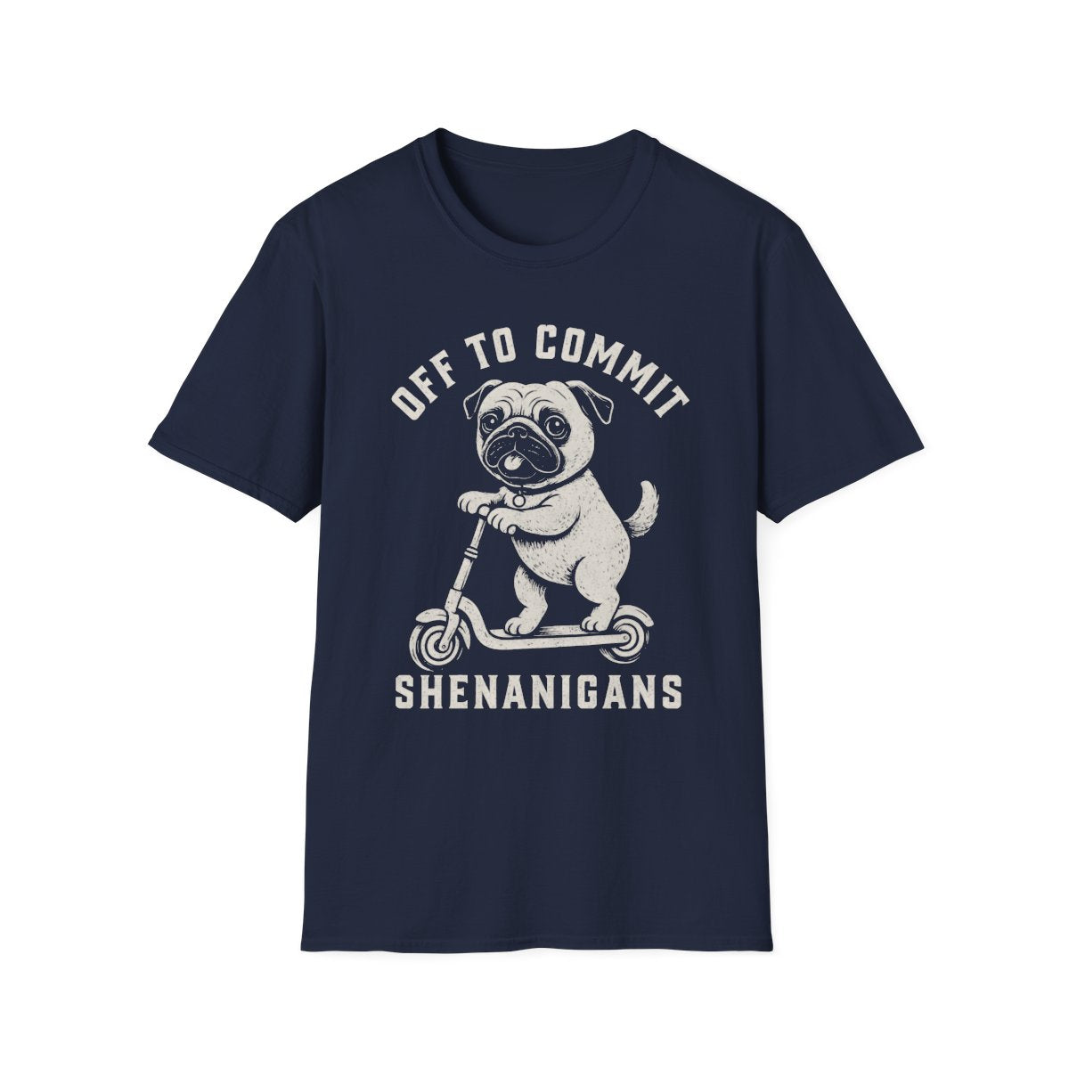 Scooter Pug Tee - Navy