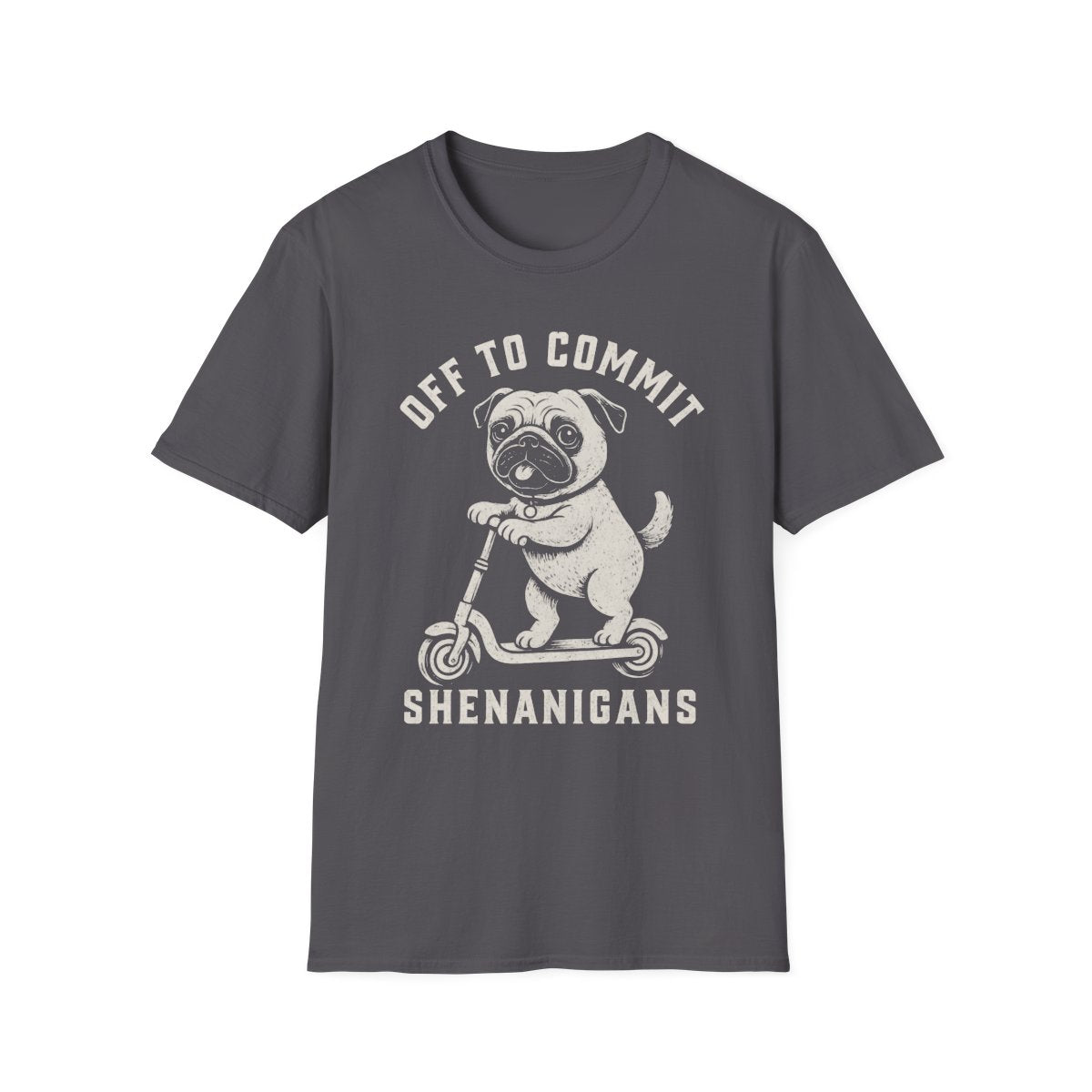 Scooter Pug Tee - Charcoal