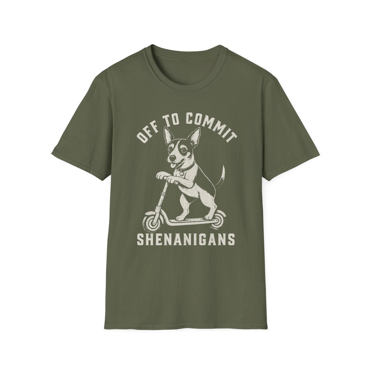 Scooter Rat Terrier Tee - Military Green
