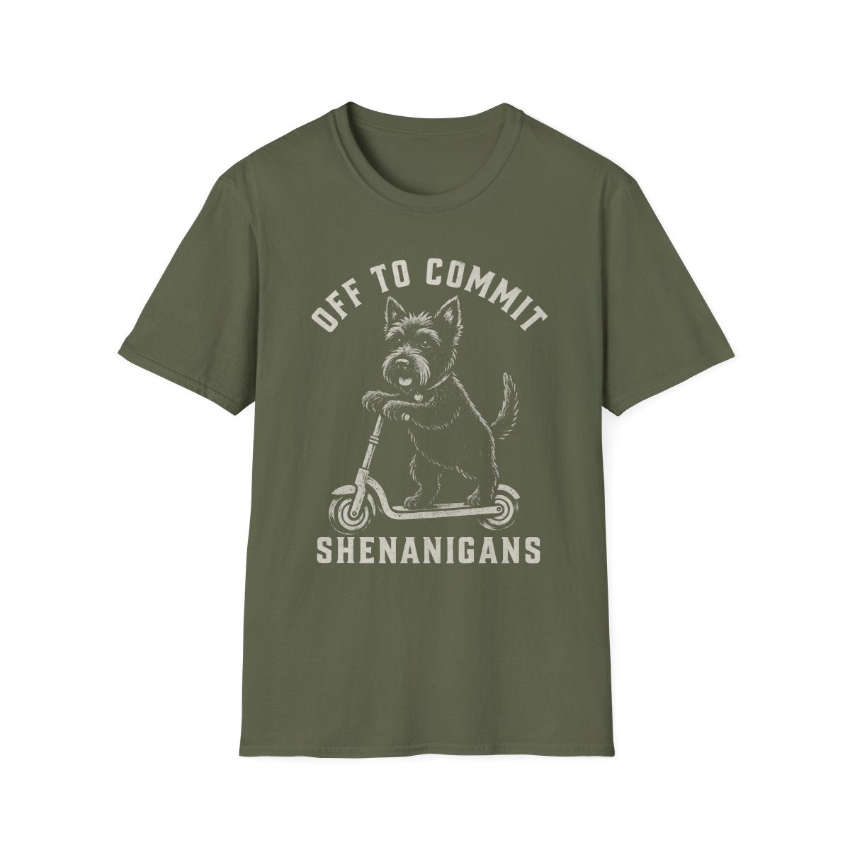 Scooter Scottish Terrier Tee - Military Green