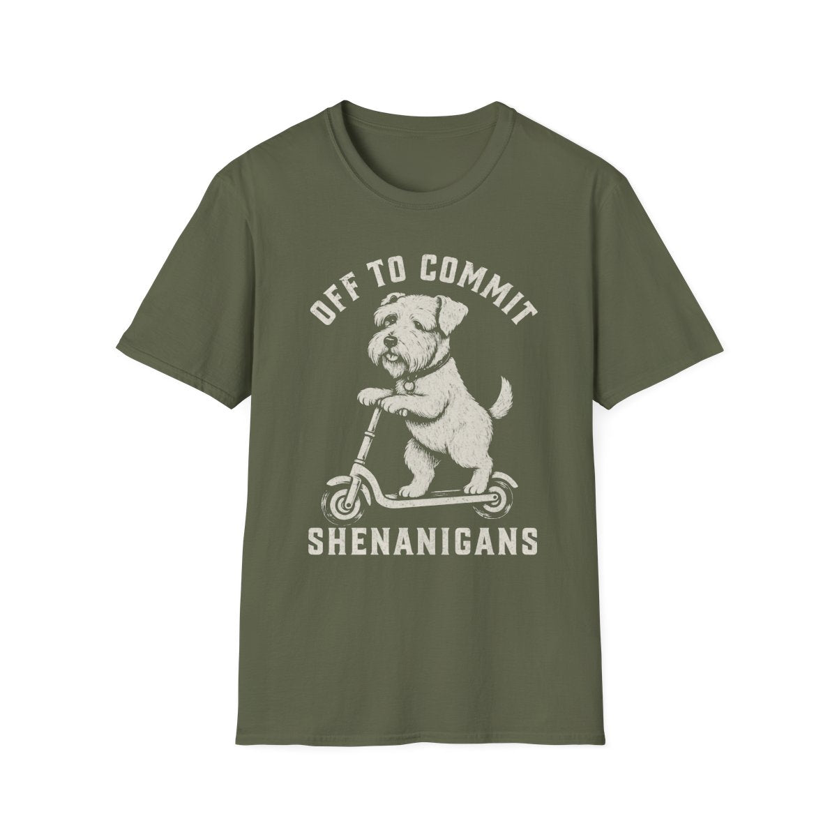 Scooter Sealyham Terrier Tee - Military Green