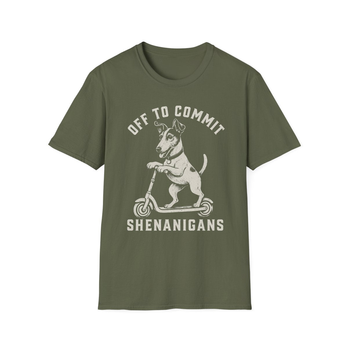 Scooter Smooth Fox Terrier Tee - Military Green