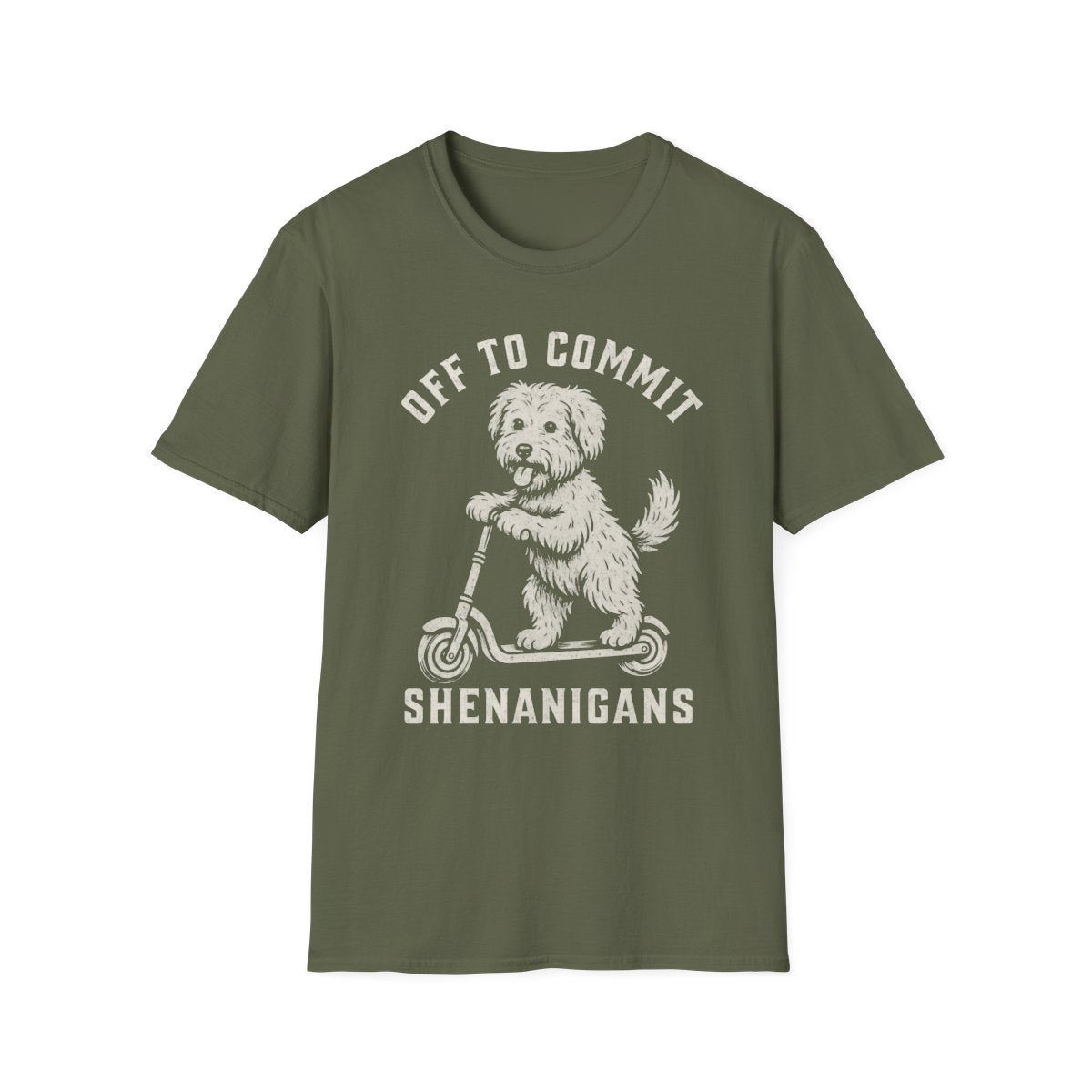Scooter Soft Coated Wheaten Terrier Tee - Military Green