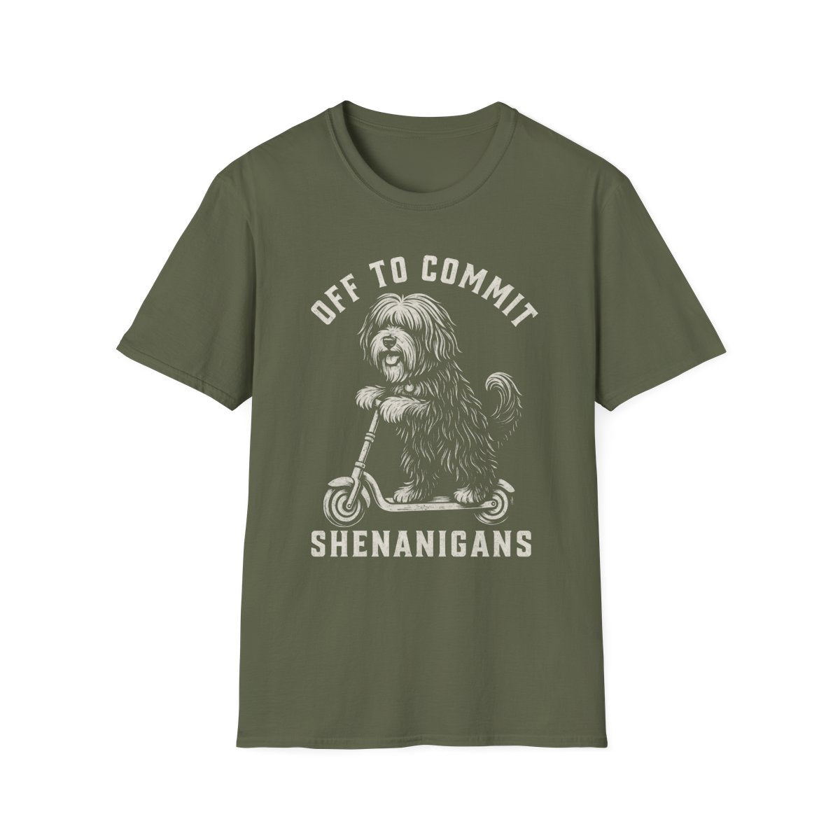 Scooter Tibetan Terrier Tee - Military Green