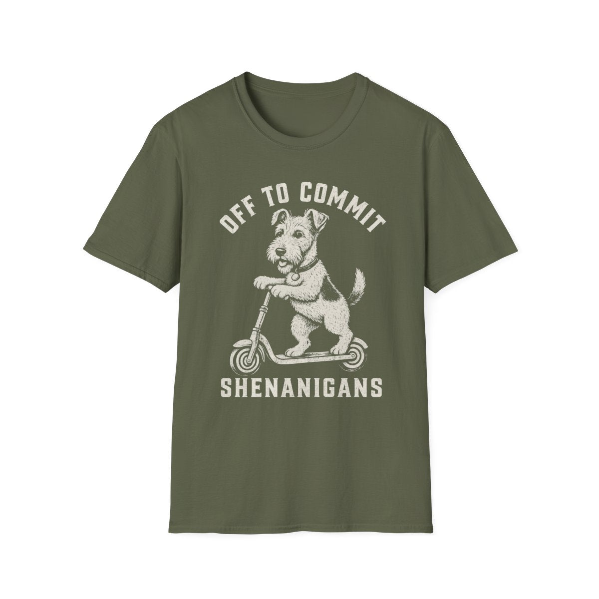 Scooter Wire Fox Terrier Tee - Military Green