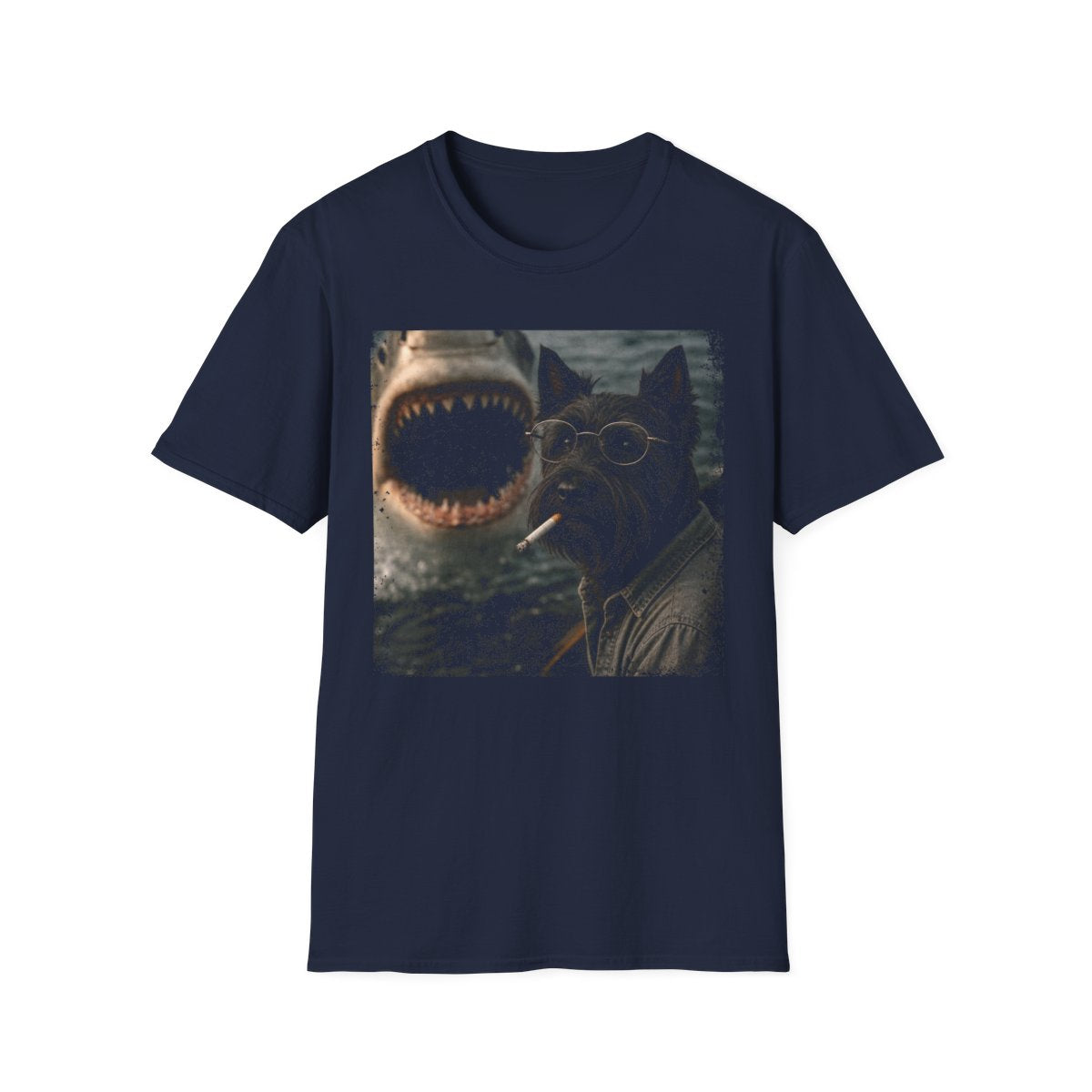 Scottish Terrier and Shark Tee - Navy
