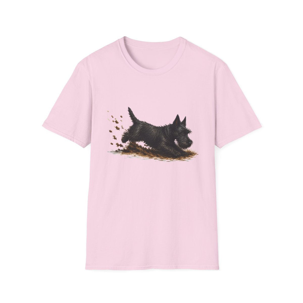 Scottish Terrier Excavating Mode On Tee - Light Pink