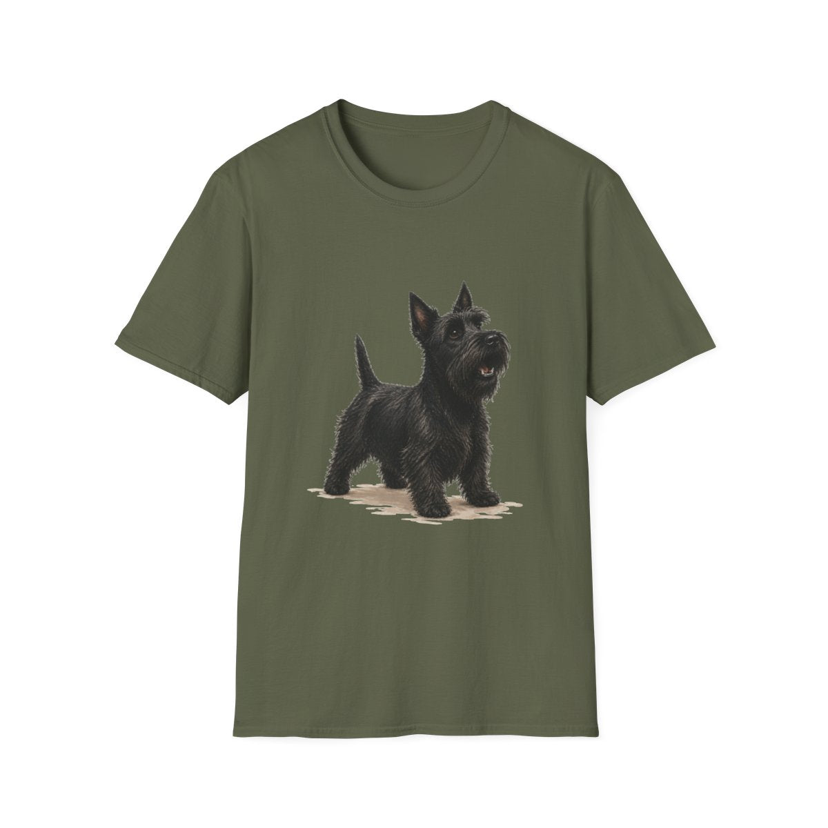 Scottish Terrier Head Of Security Tee - Military Green