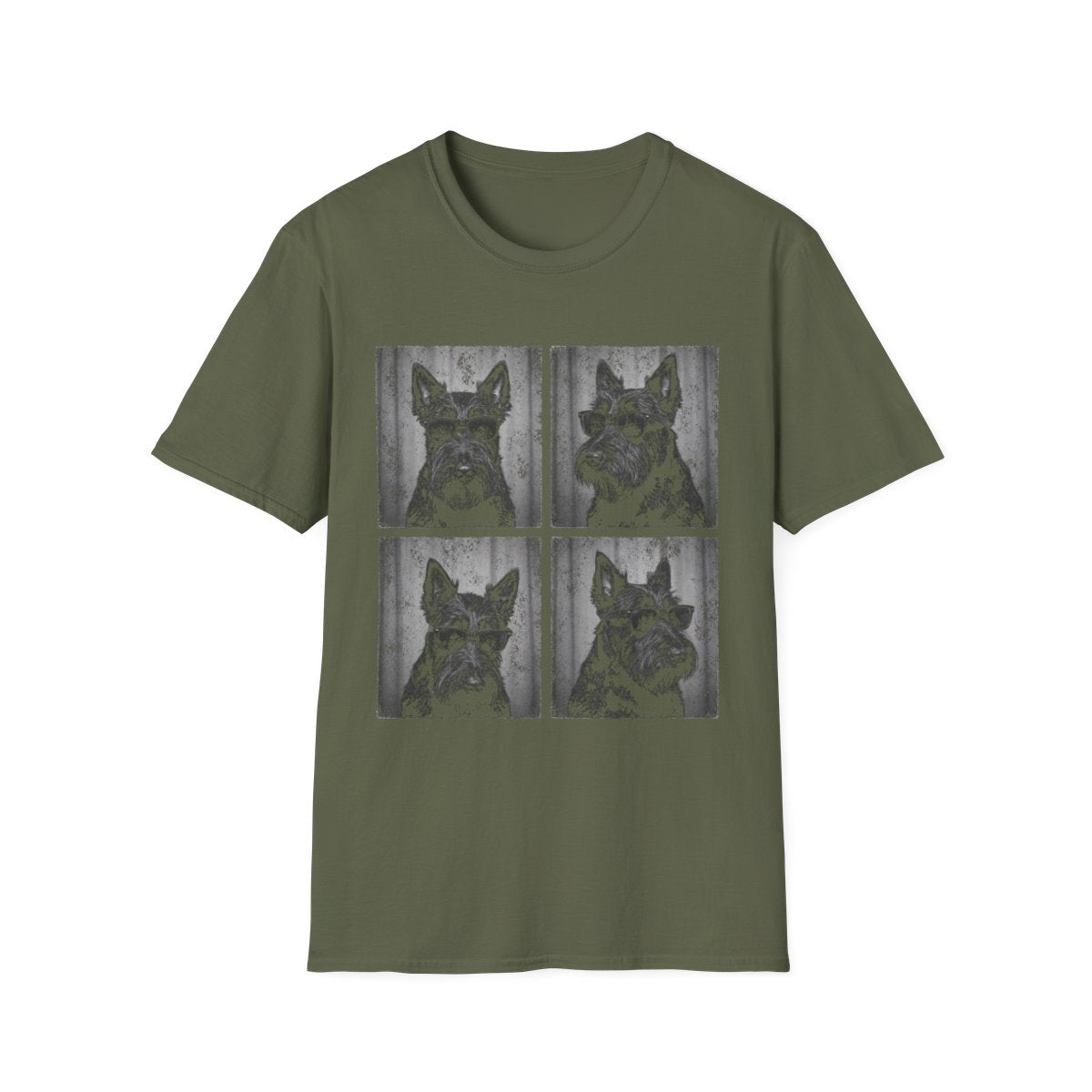 Scottish Terrier Photo Booth Tee - Military Green