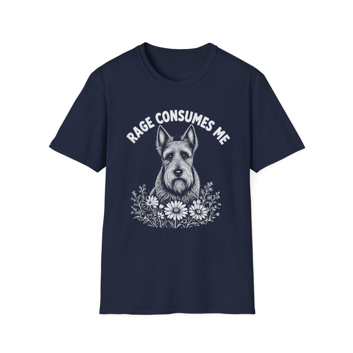 Scottish Terrier Rage Consumes Me Tee - Navy