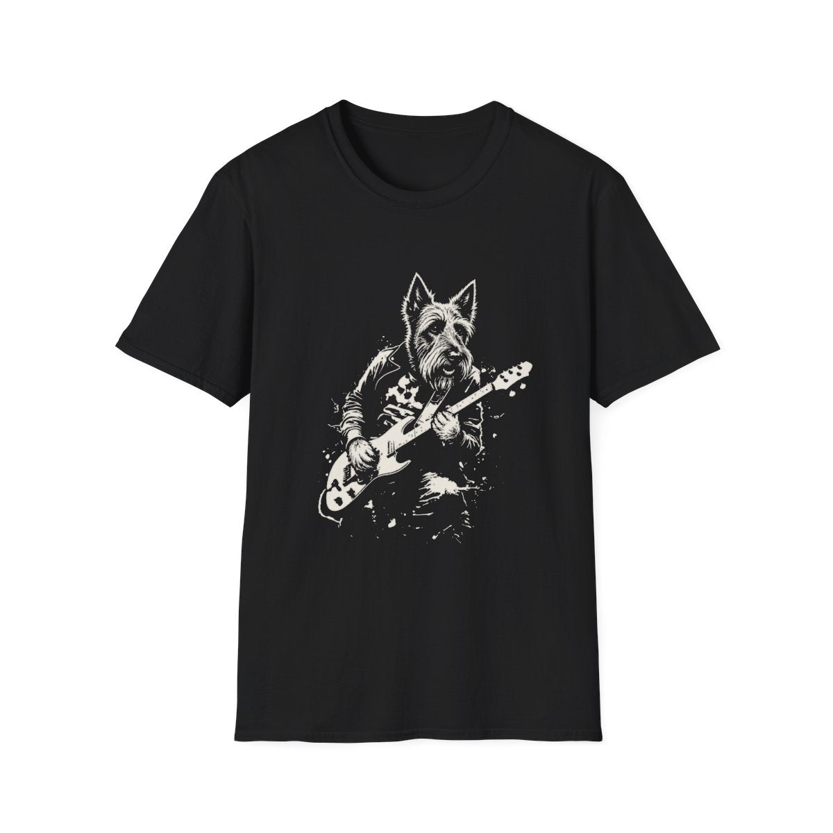 Scottish Terrier Rocking Guitar Tee - Black