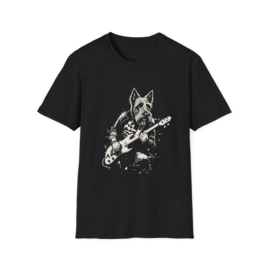 Scottish Terrier Rocking Guitar Tee - Black