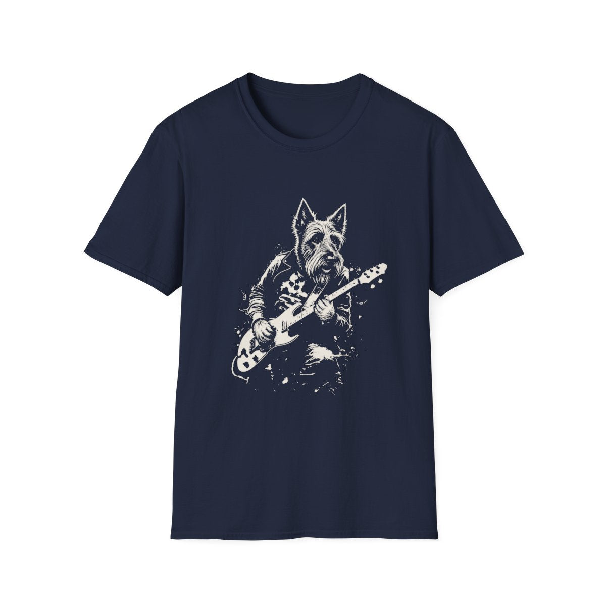 Scottish Terrier Rocking Guitar Tee - Navy